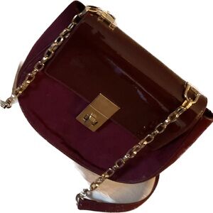 Elegant Burgundy and Brown Chain Shoulder Bag